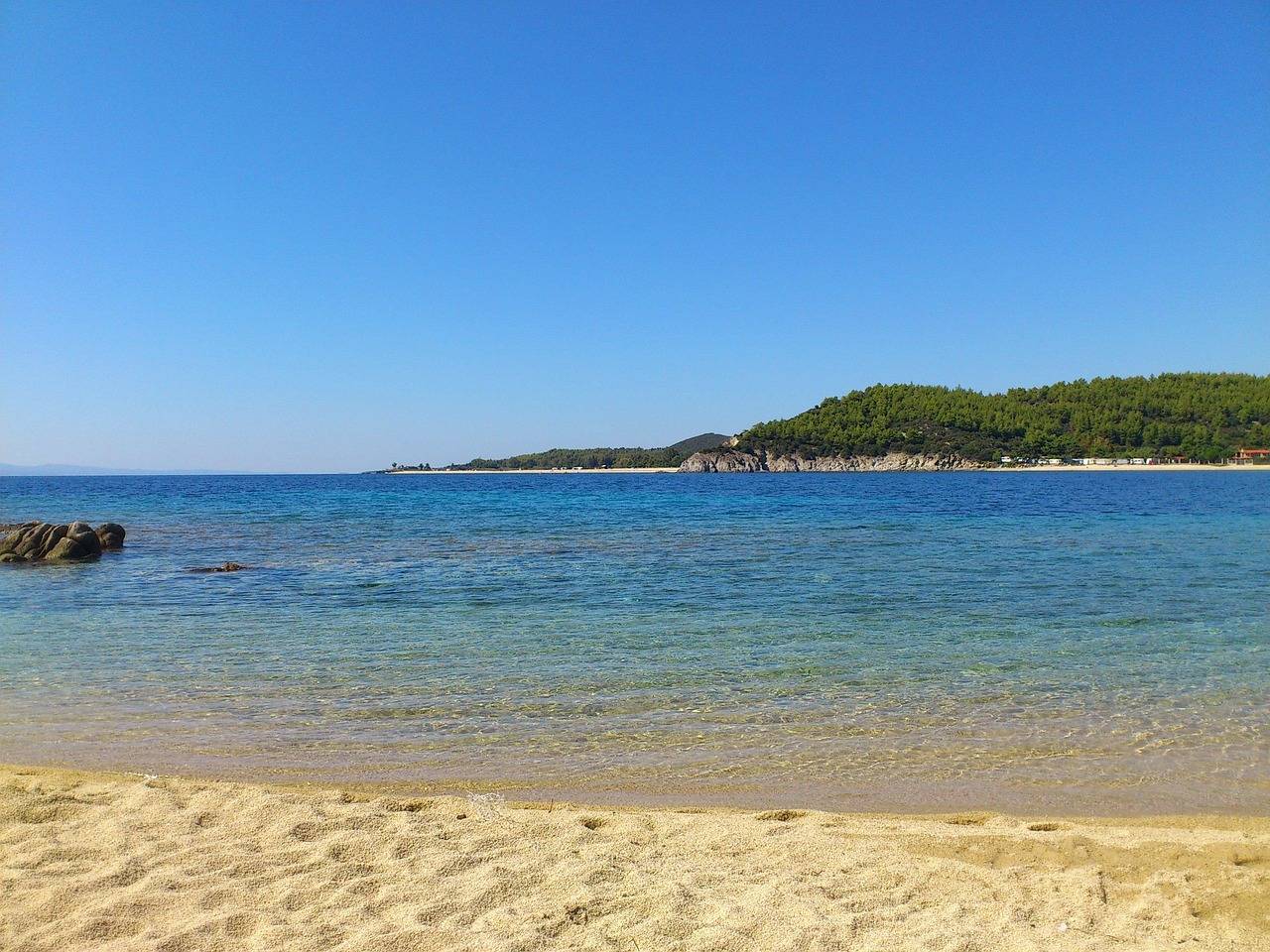 Písečná pláž u Toroni na Chalkidiki